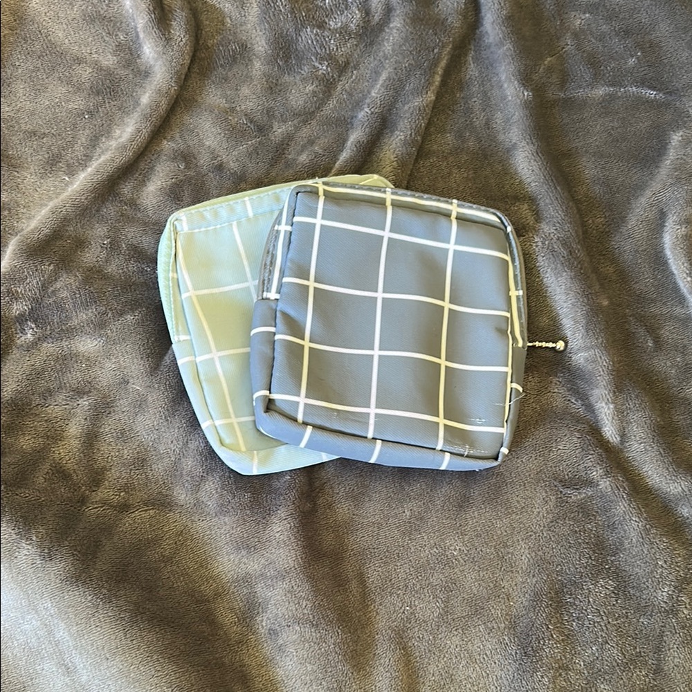 Blue and White Checkered Pouch